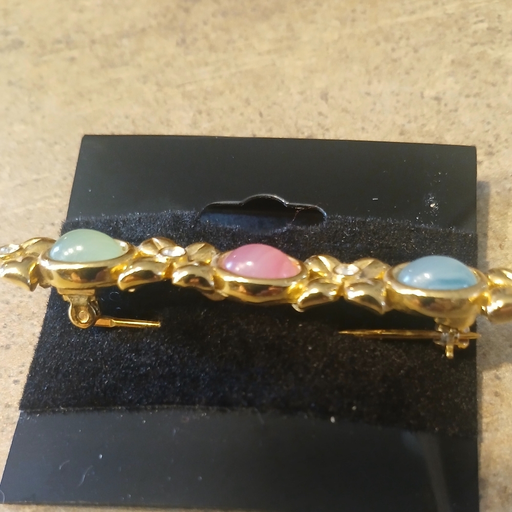 ♦️Vintage Colorful Glass Cabochon  Richelieu Brooch - Picture 4 of 9